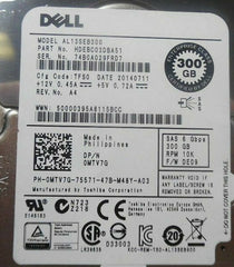 Dell 0MTV7G MTV7G 300GB 6G 10K SAS 2.5 " Hard Disk AL13SEB300 (R-Series Caddy)