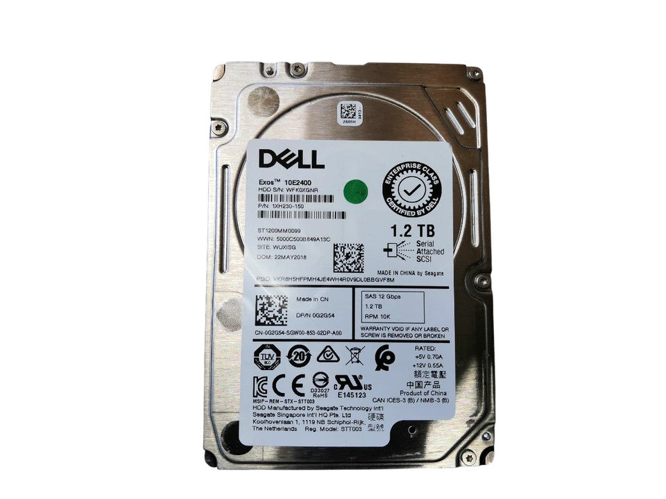 Dell Exos 10E2400 1.2TB 2.5" 10K 12Gbps SAS Hard Drive 1XH230-150 0G2G54