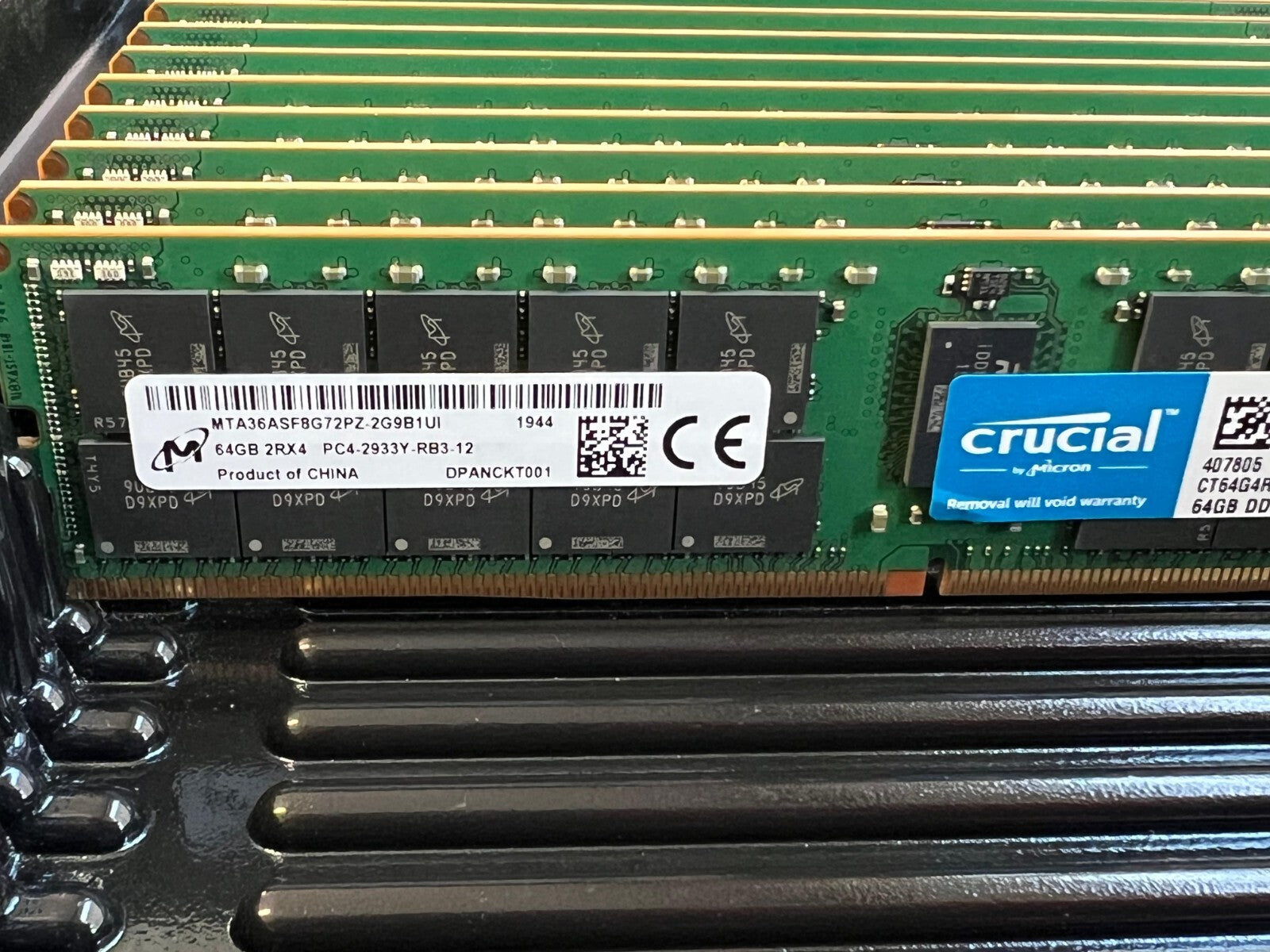 8X 64GB Micron MT DDR4 2Rx4 2933 ECC RDIMM PC4-2933Y-RB3 MTA36ASFBG72PZ-2G9B1UI