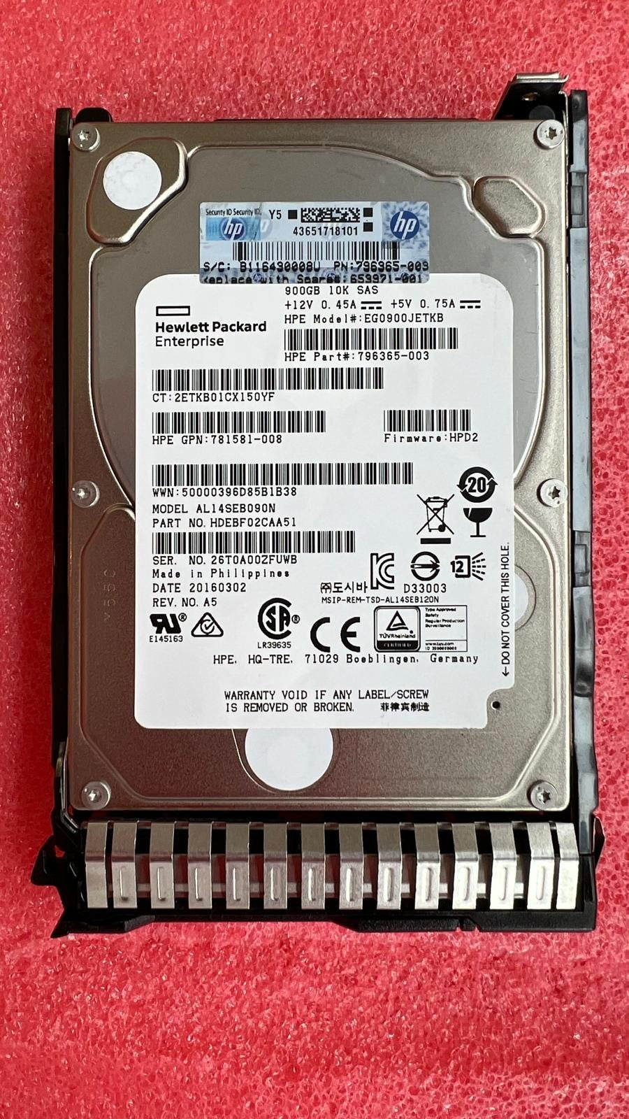 HP 900GB 10K 12Gbps 128MB 2.5" SAS HDD 796365-003