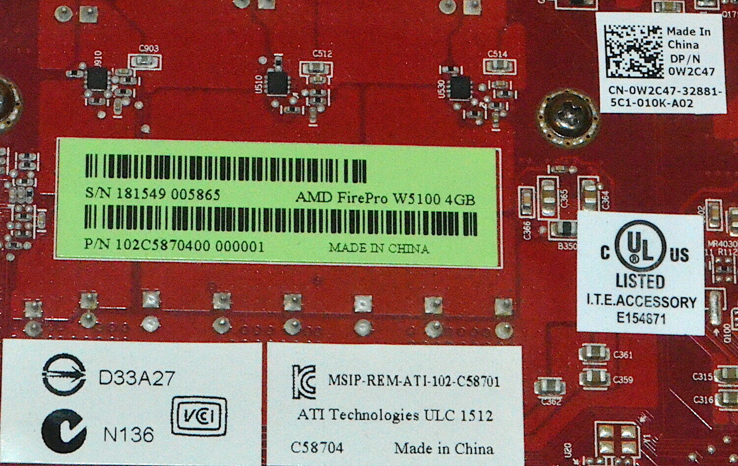 Dell AMD FirePro W5100 4Gb GDDR5 PCIe x16 Quad Port Graphics Card  0W2C47 W2C47