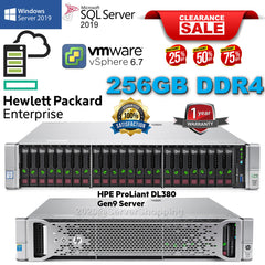 HPE DL380 Gen9 G9 2x 18Core E5-2697V4 2.30GHz 256GB DDR4 3.84TB SSD  - 9.6TB SAS