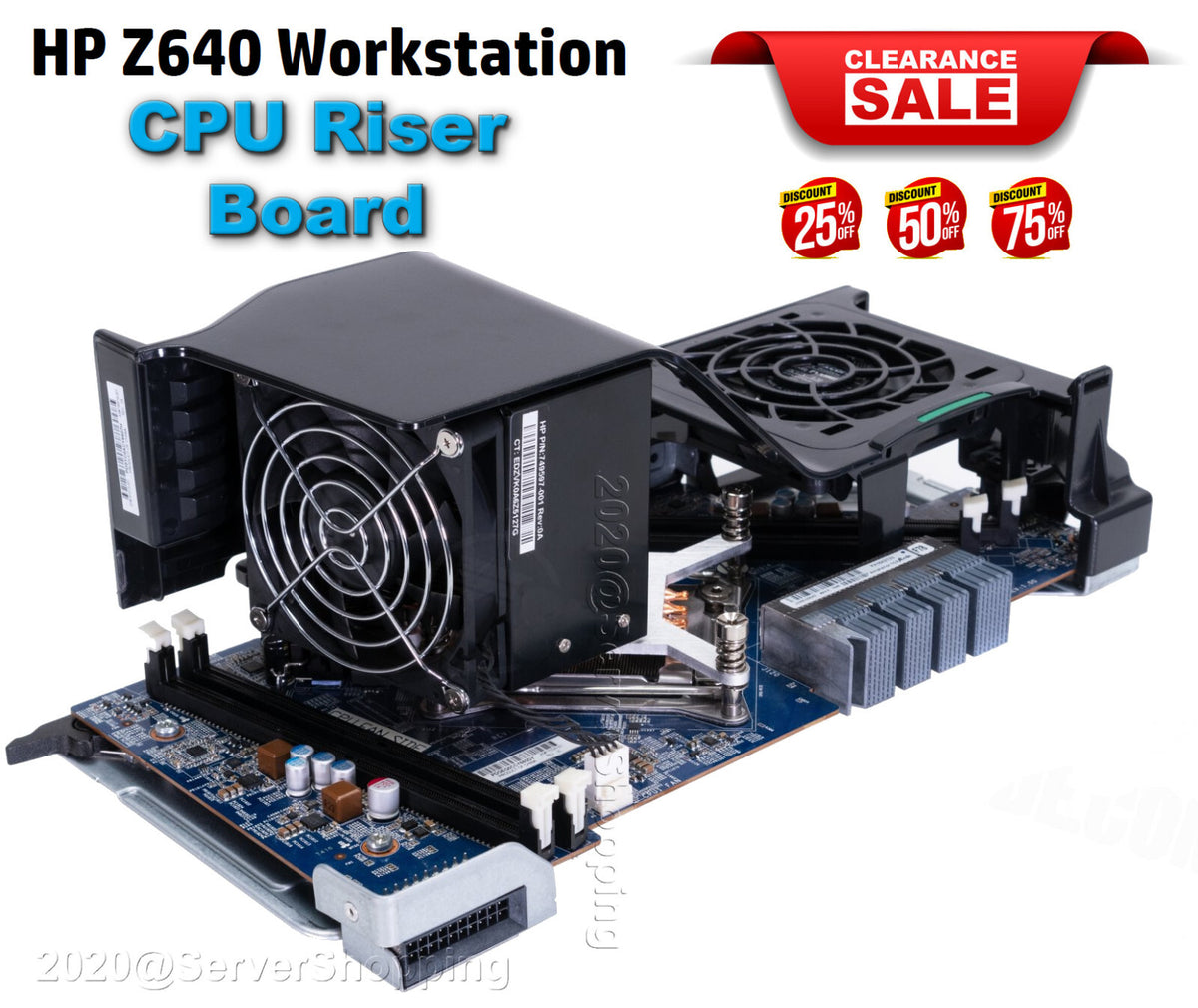 HP Z640 2nd CPU Riser Board with Heatsink and FAN 710326-001  P/N 736520-001