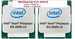 Matchin Pair of Intel Xeon E5-2620 v3 2.40GHz Socket LGA2011-3 Processor (SR207)