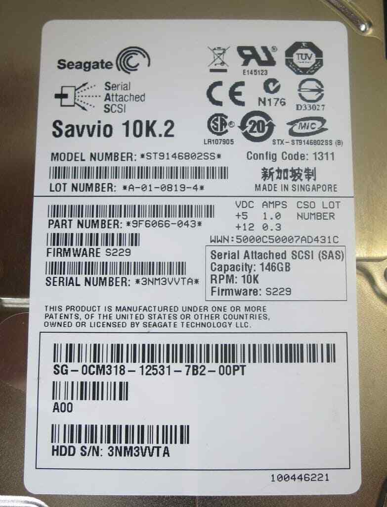  0CM318 CM318 Dell Seagate Savvio ST9146802SS 9F6066-043 2.5" 146GB 10K SAS HDD