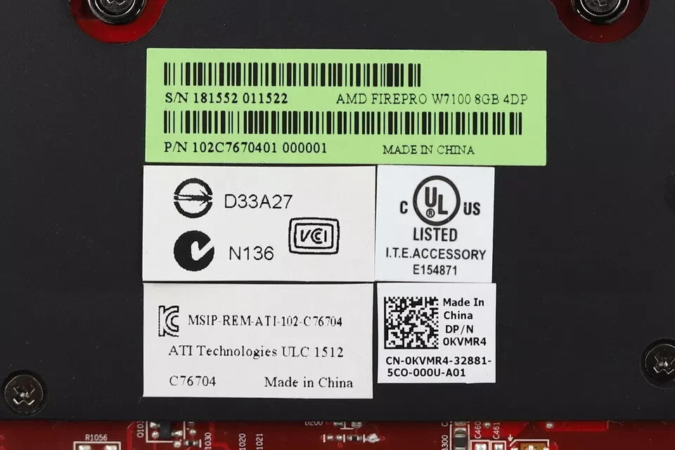 AMD FirePro W7100 8GB GDDR5 4x DP Video Graphics Card Dell 0KVMR4 KVMR4